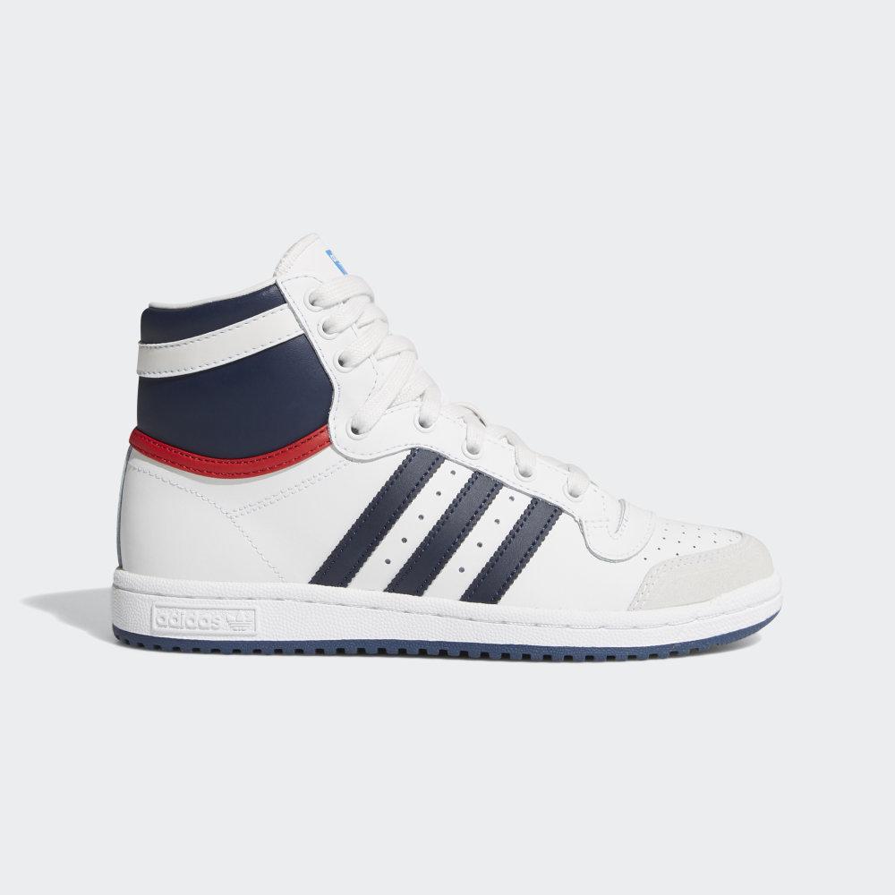 Adidas Boys' Top Ten Hi Originals Shoes White/Dark Blue/Red Ireland D74481